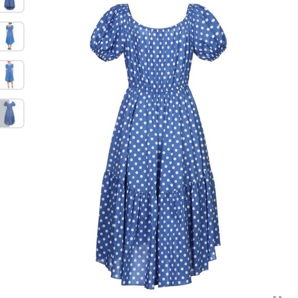 New Auc Caroline Constas Bardot Flounce Midi Dress - Picture 6 of 8